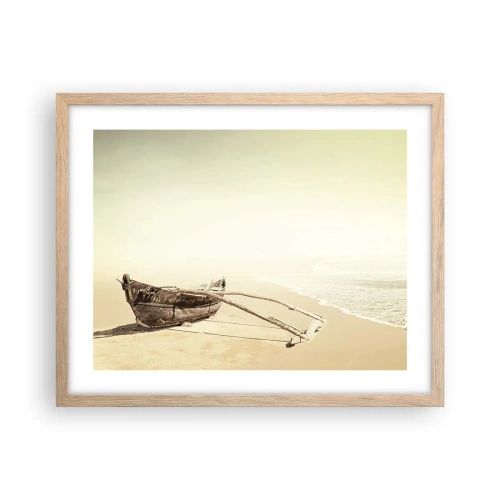 Pôster com moldura de carvalho claro - Memória dos mares do sul - 50x40 cm
