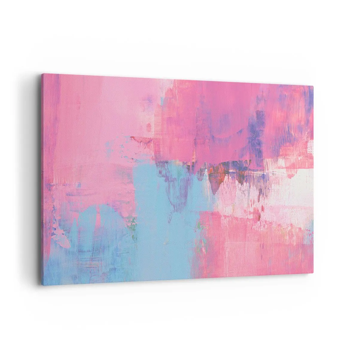 Quadro em tela - Rosa, azul e uma pitada de luz - 120x80 cm