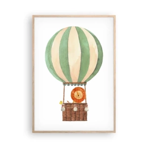 Pôster com moldura de carvalho claro - As viagens de Leon - 70x100 cm