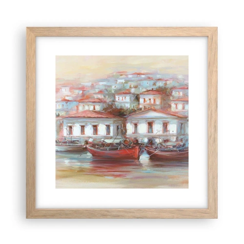 Pôster com moldura de carvalho claro - Cidade feliz - 30x30 cm