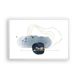 Pôster em moldura branca - Fantasia azul e dourada - 91x61 cm