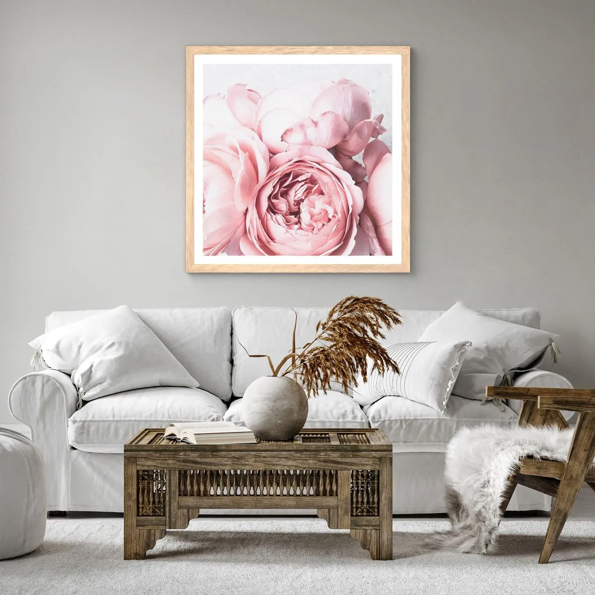 Pôster com moldura de carvalho claro - Para românticos - 40x40 cm