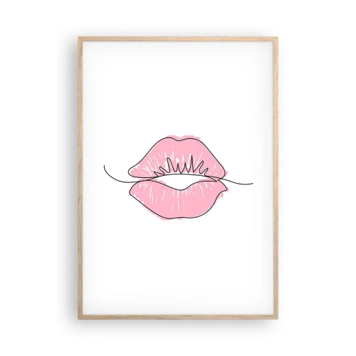 Pôster com moldura de carvalho claro - Pronto para beijar? - 70x100 cm