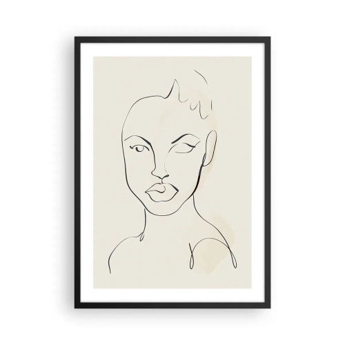 Pôster com moldura preta - Retrato de rosto em arte abstrata - 50x70cm - Esboço da sensualidade - Decoração de parede moderna para a sala de estar e quarto ARTTOR