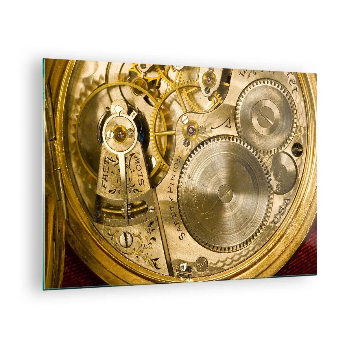 Quadro em vidro - Mecanismo de relógio com acabamento dourado - 70x50cm - Mova-se com o tempo - Decoração de parede moderna para a sala de estar e quarto ARTTOR