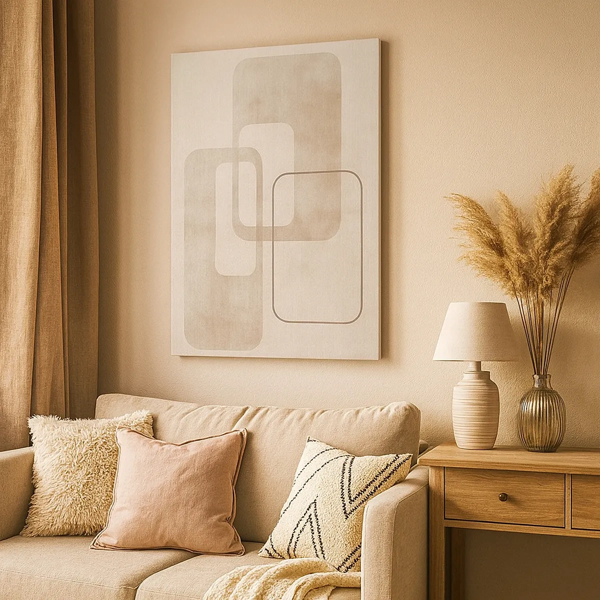 Quadro em tela - Argamassa geométrica - 50x70 cm