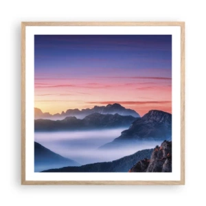 Pôster com moldura de carvalho claro - Acima dos vales - 60x60 cm