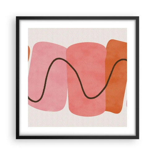 Pôster com moldura preta - Movimento suave de formas - 50x50 cm