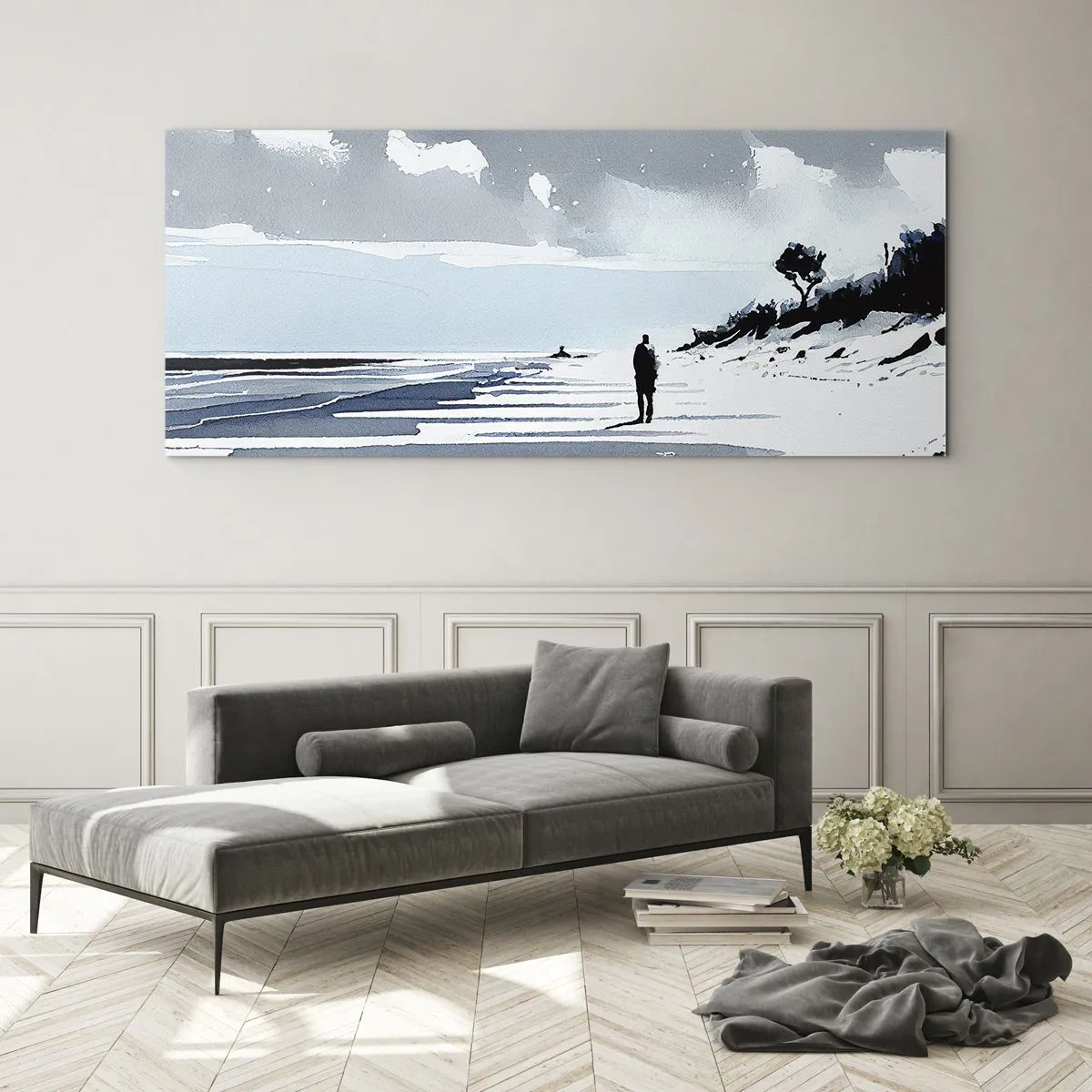 Quadro em vidro - Sozinho - 100x40 cm