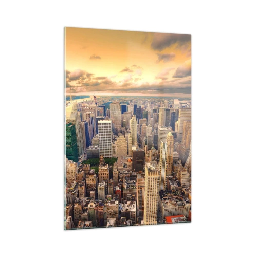 Quadro em vidro - Metrópole dourada - 50x70 cm