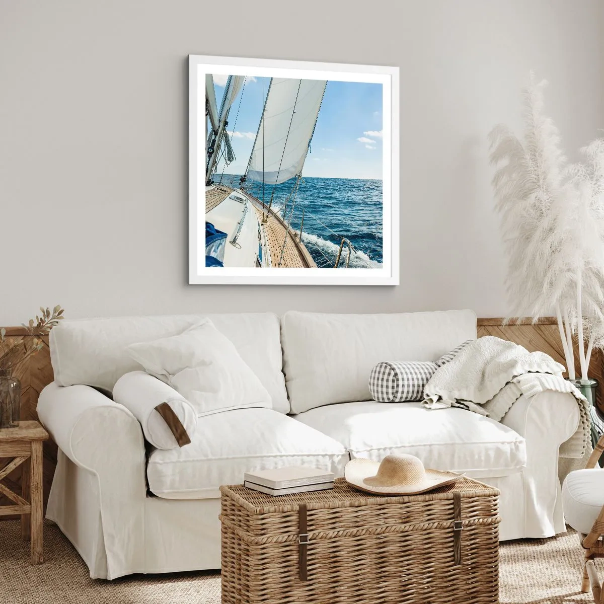 Pôster em moldura branca - Ahoy, aventura - 40x40 cm