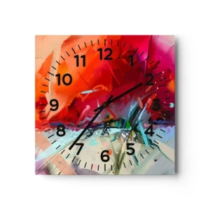 Relógio de parede - Relógio em vidro - Explosão de luzes e cores - 30x30 cm