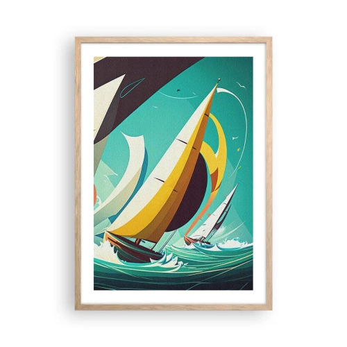 Pôster com moldura de carvalho claro - Boa sorte com os elementos - 50x70 cm