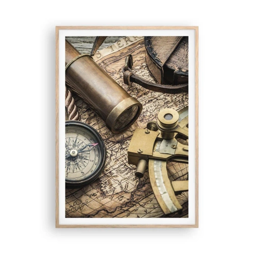 Pôster com moldura de carvalho claro - Definir um rumo - 70x100 cm