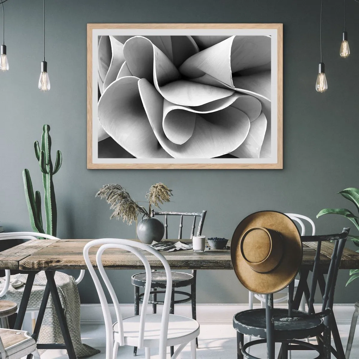 Pôster com moldura de carvalho claro - Acontece no espaço - 100x70 cm