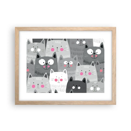 Pôster com moldura de carvalho claro - O mundo dos gatos - 40x30 cm