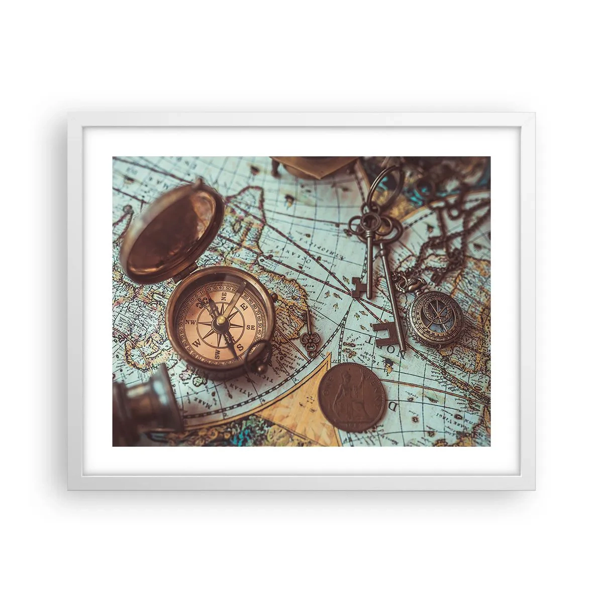 Pôster em moldura branca - Para o aventureiro - 50x40 cm