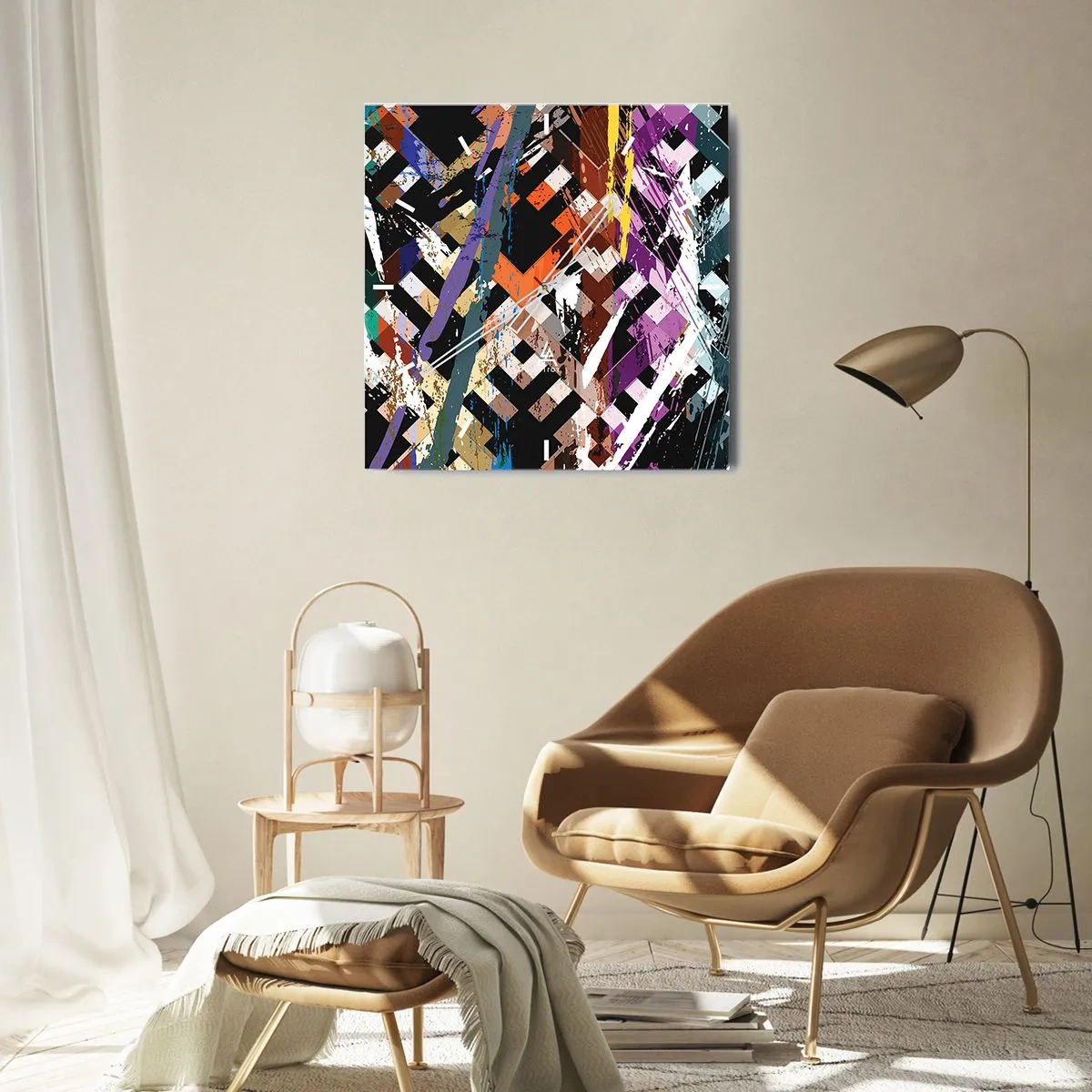 Relógio de parede - Relógio em vidro - Ao quadrado - 40x40 cm