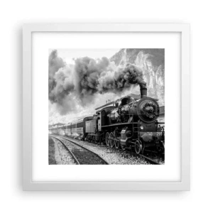 Pôster em moldura branca - À espera na estação... - 30x30 cm