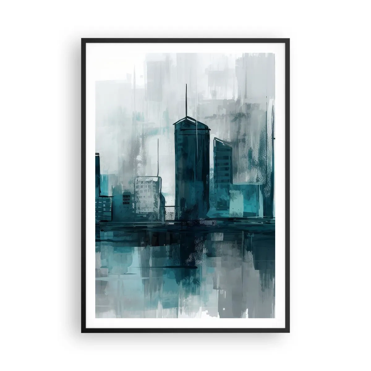 Pôster com moldura preta - Uma cidade da cor da chuva - 70x100 cm