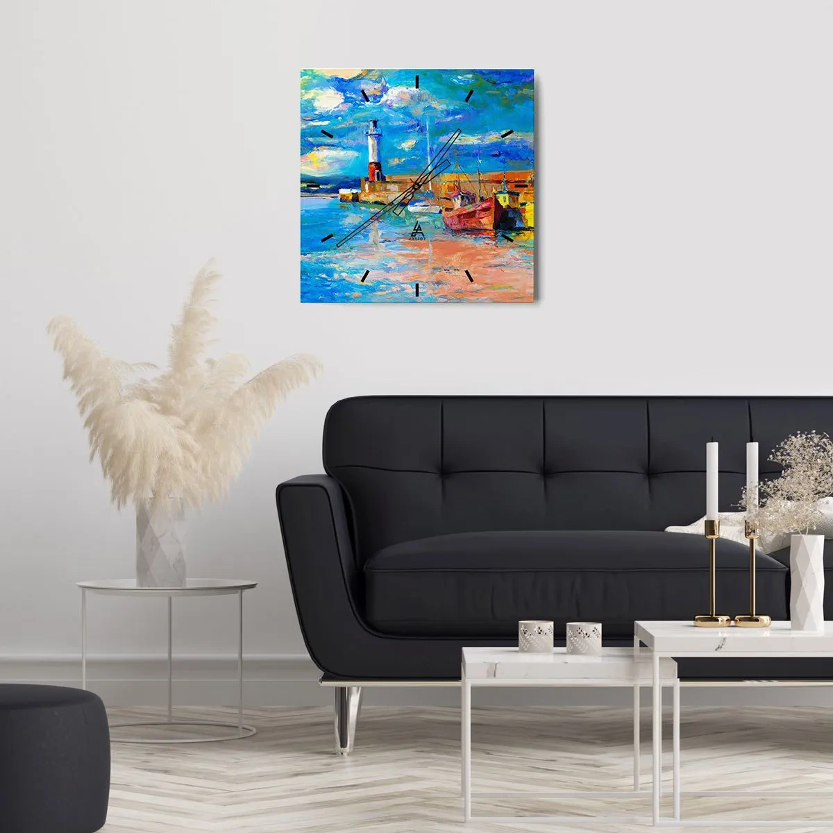 Relógio de parede - Relógio em vidro - Tarde na baía do arco-íris - 40x40 cm