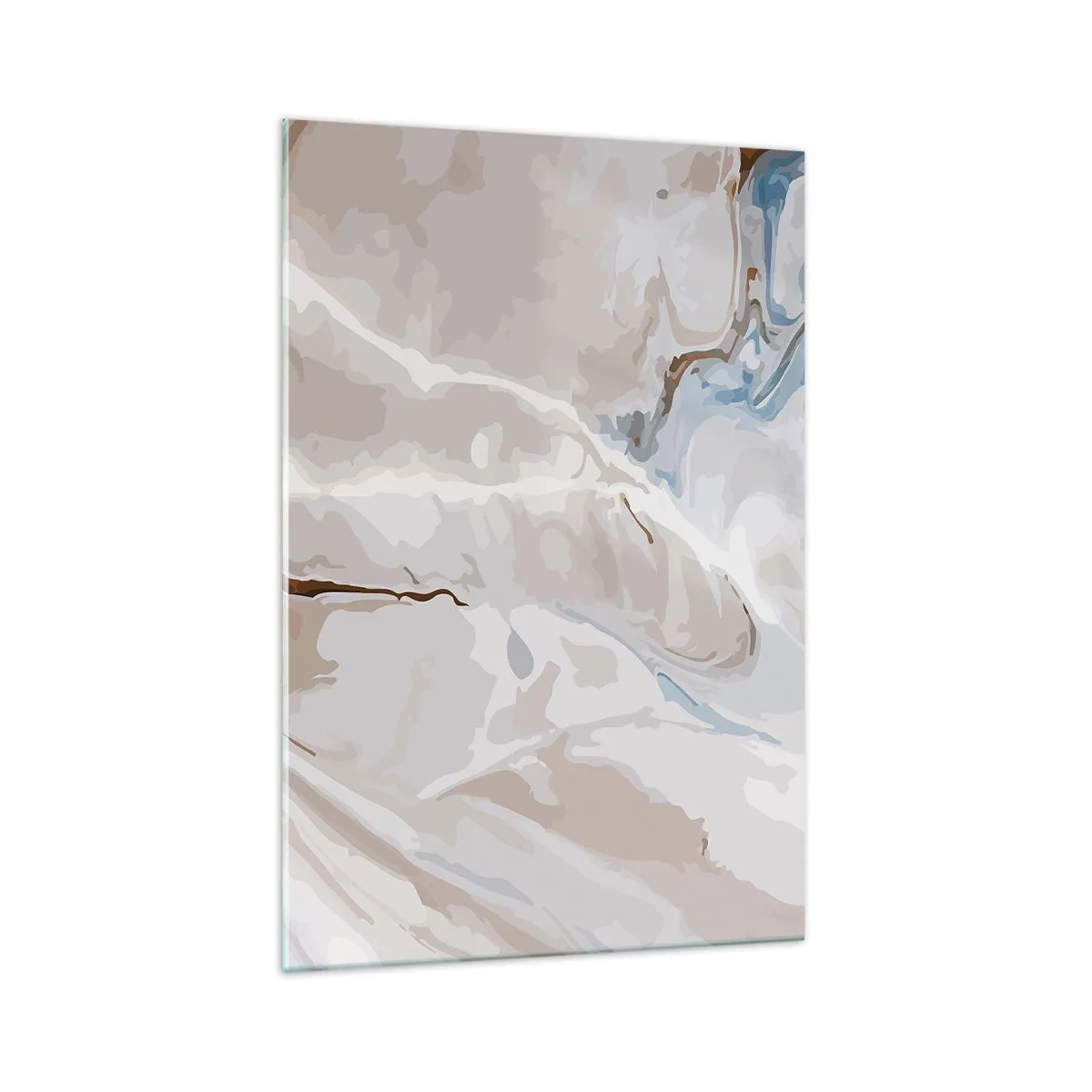 Quadro em vidro - Meandros azuis sob branco - 70x100 cm