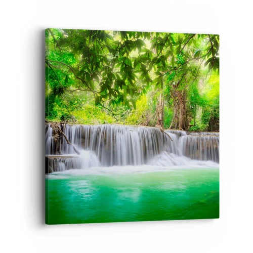 Quadro em tela - Cascata verde - 40x40 cm