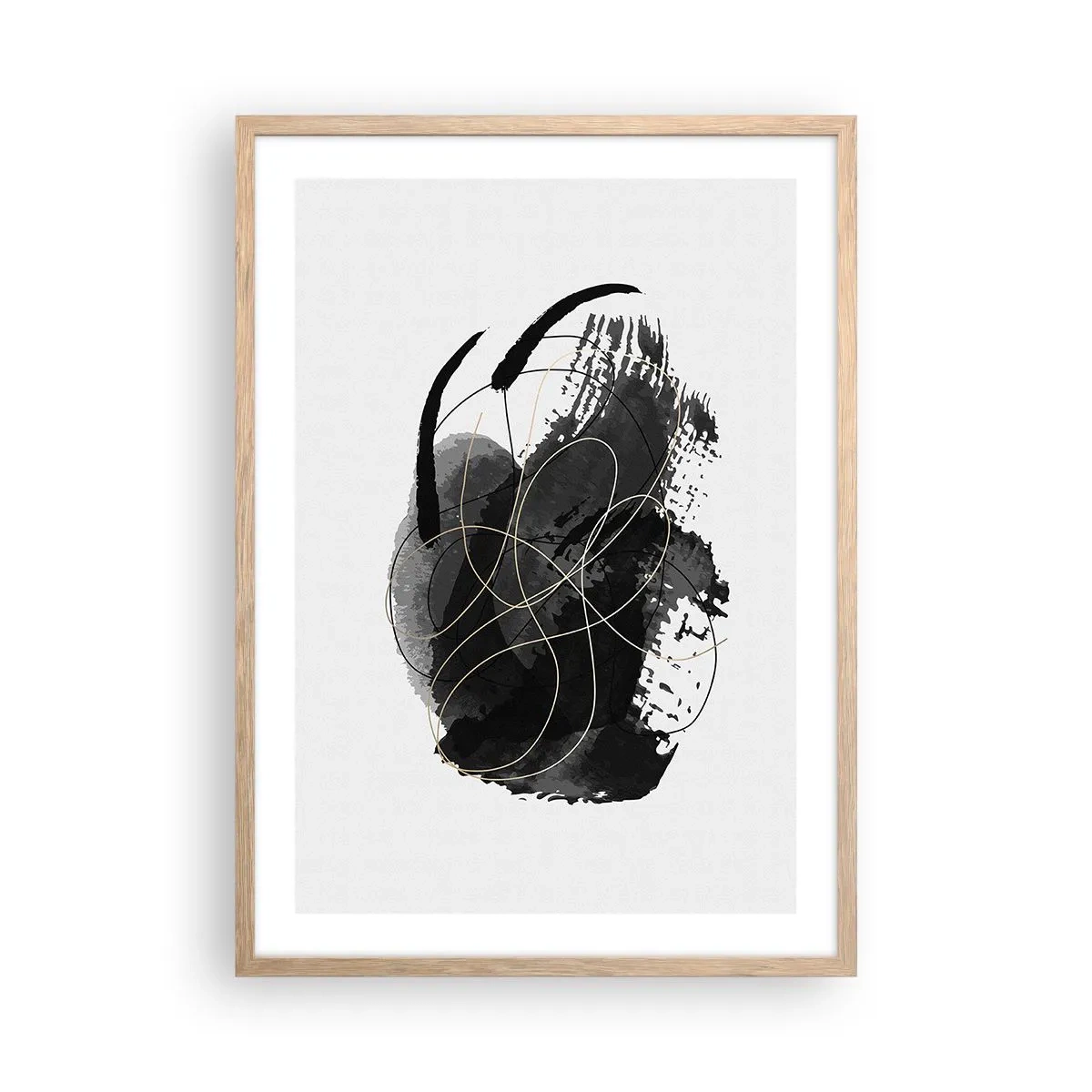 Pôster com moldura de carvalho claro - Emergido do preto - 50x70 cm