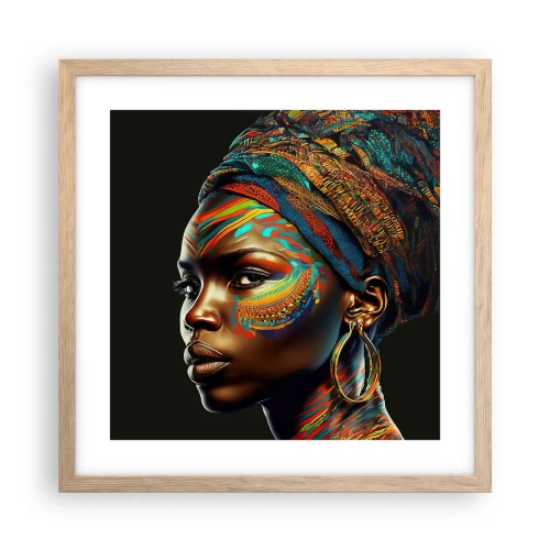Pôster com moldura de carvalho claro - Rainha africana - 40x40 cm