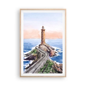 Pôster com moldura de carvalho claro - De frente para o mar - 61x91 cm