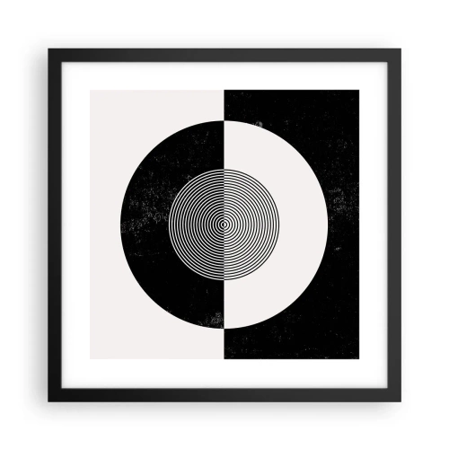 Pôster com moldura preta - Harmonia a preto e branco - 40x40 cm