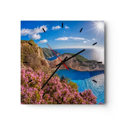 Relógio de parede - Relógio em vidro - As minhas grandes férias gregas - 30x30 cm