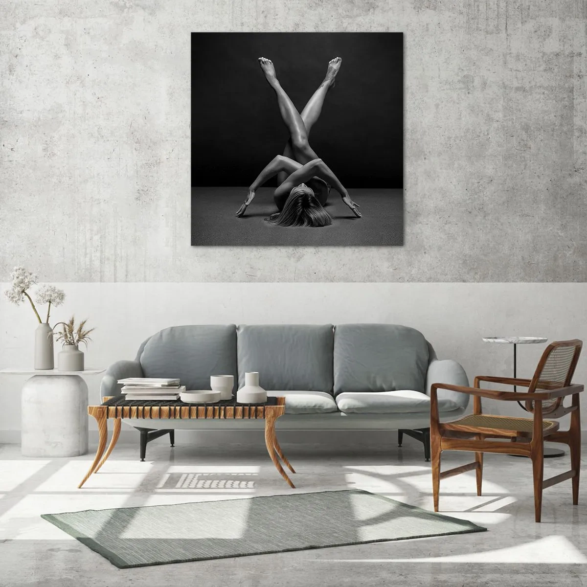 Quadro em vidro - Geometria da nudez - 40x40 cm