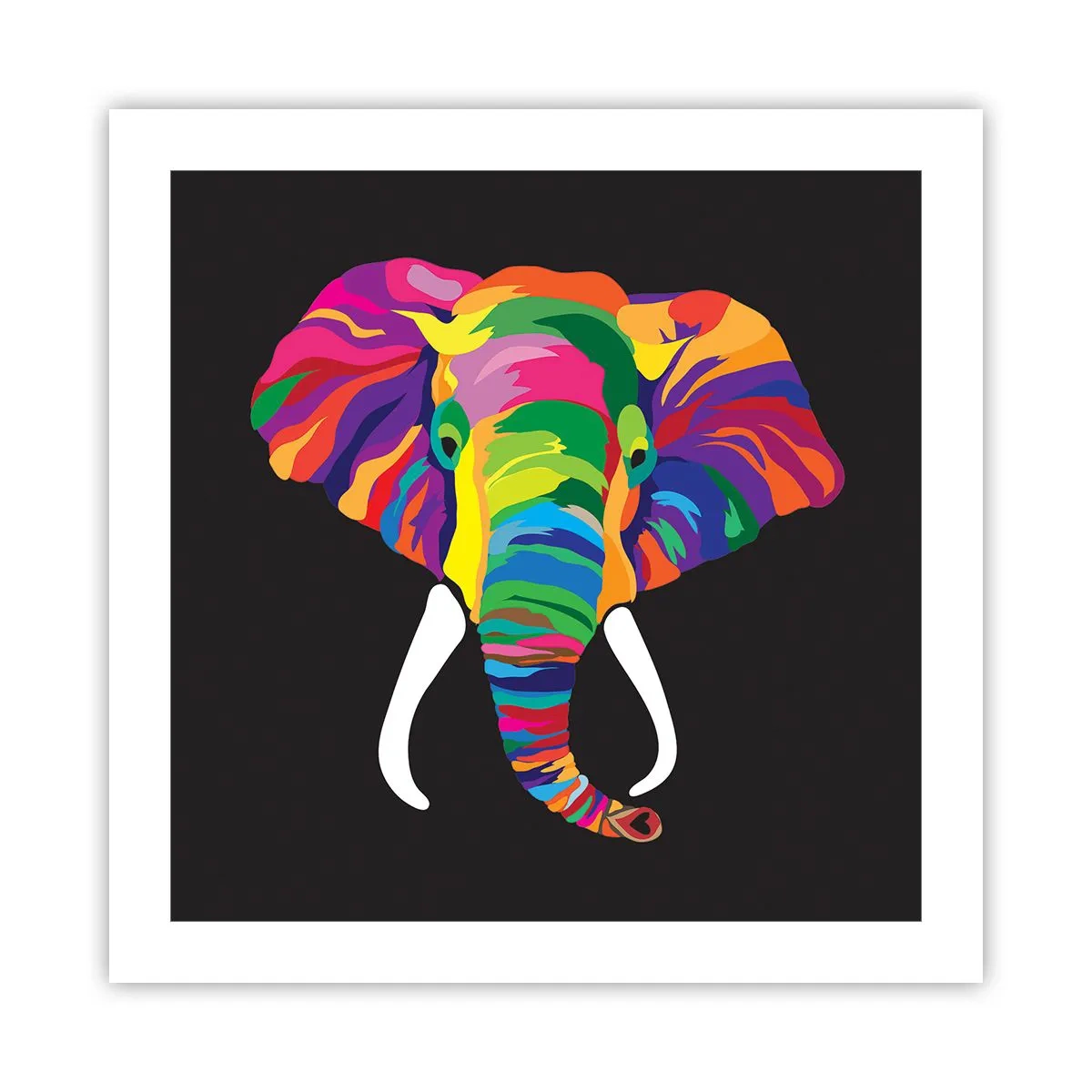 Pôster - O elefante que adorava banhar-se no arco-íris - 50x50 cm