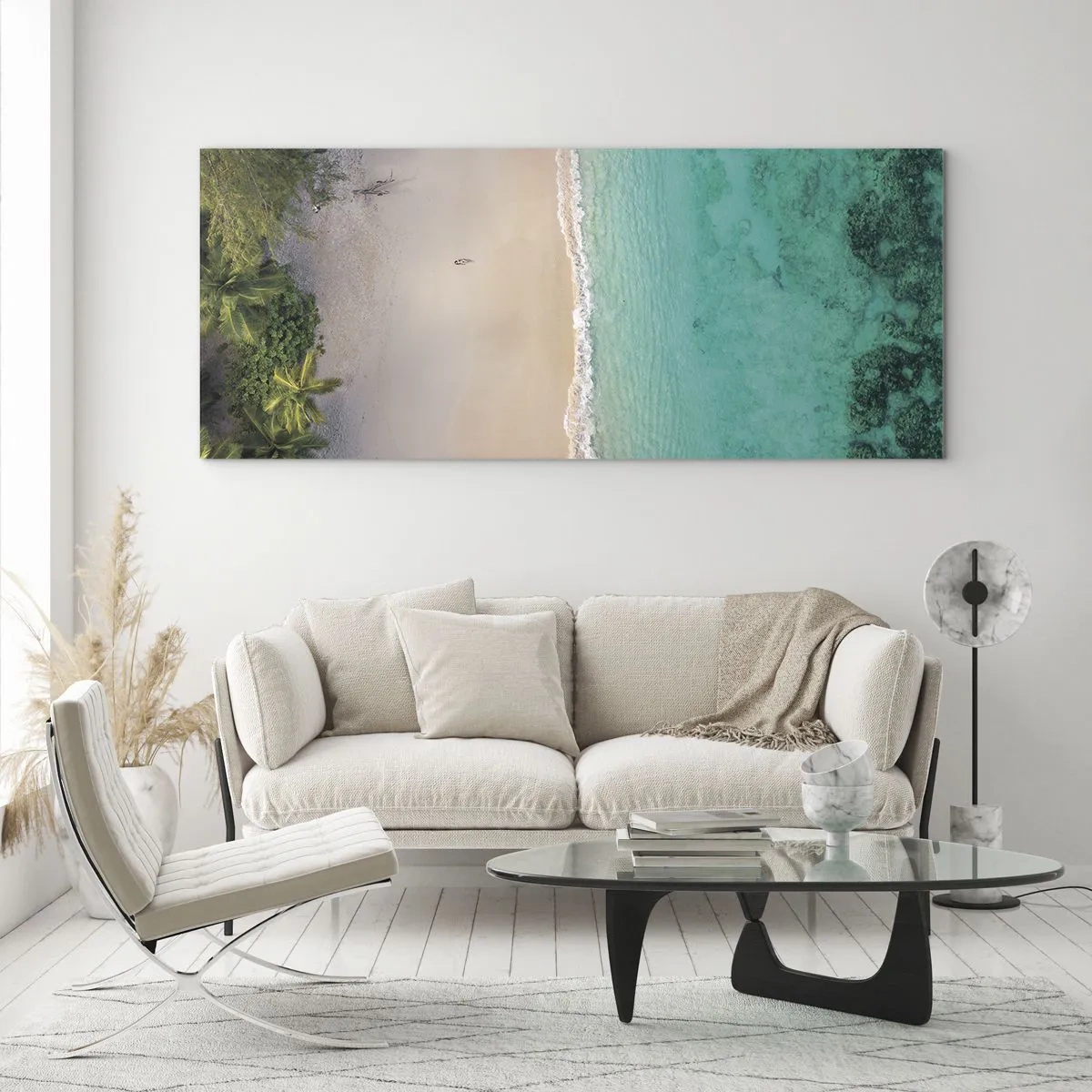 Quadro em vidro - Praia do paraíso - 90x30 cm