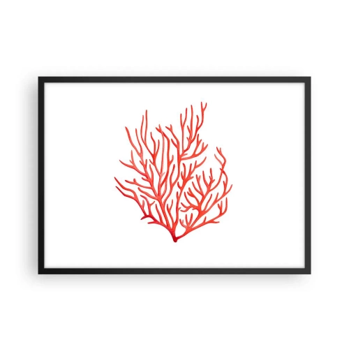 Pôster com moldura preta - Filigrana coral - 70x50 cm