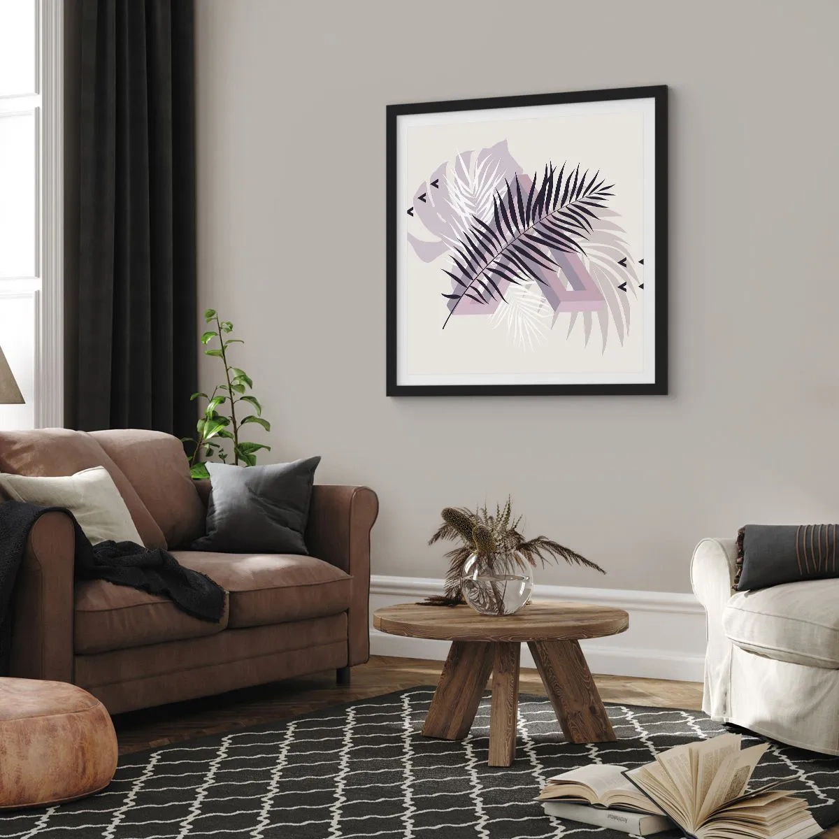 Pôster com moldura preta - A sombra de uma sombra - 40x40 cm