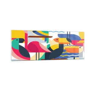 Quadro em vidro - A festa dos pássaros - 140x50 cm