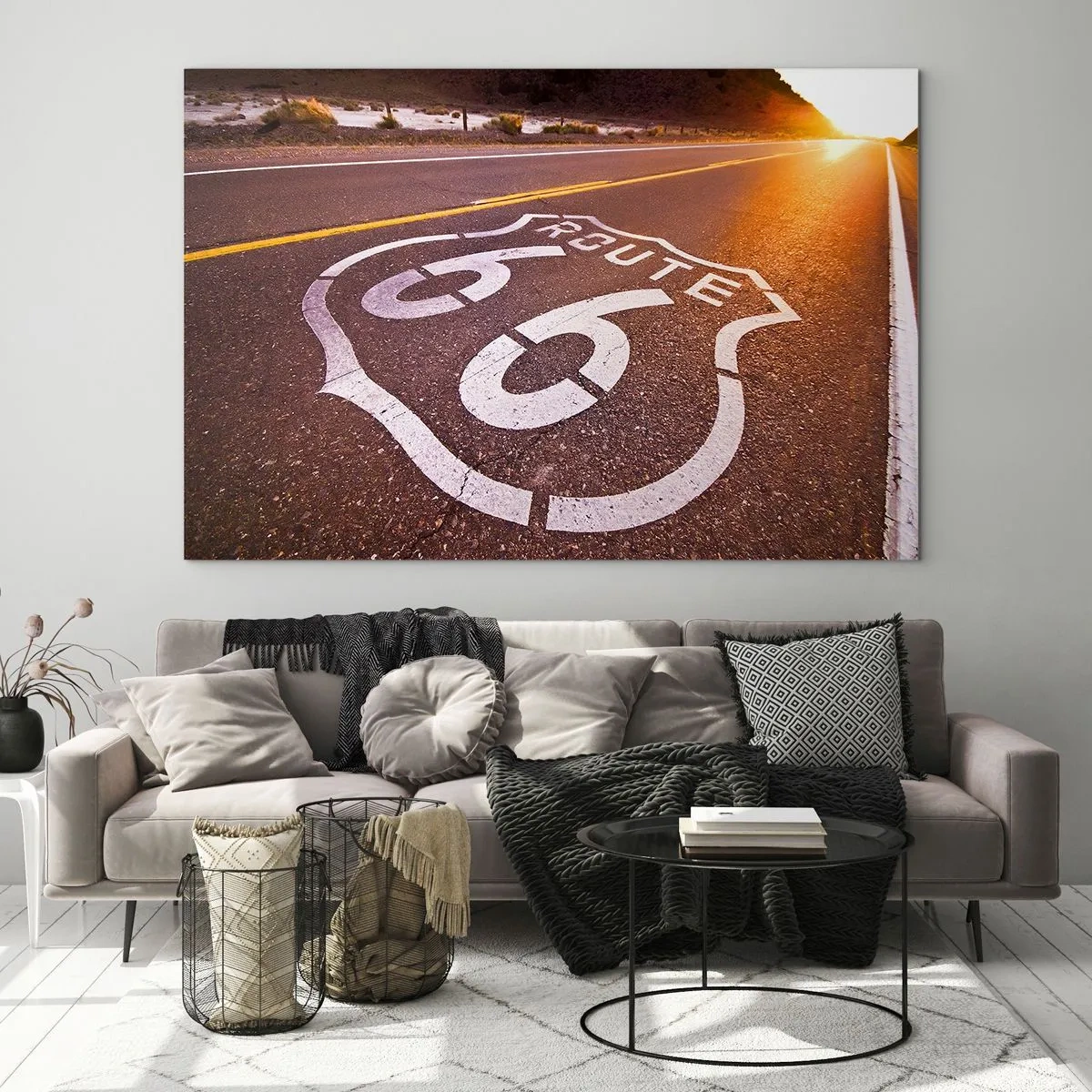 Quadro em vidro - A famosa estrada 66 - 100x70 cm