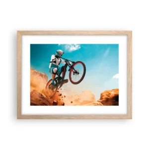 Pôster com moldura de carvalho claro - Loucura demoníaca da bicicleta - 40x30 cm