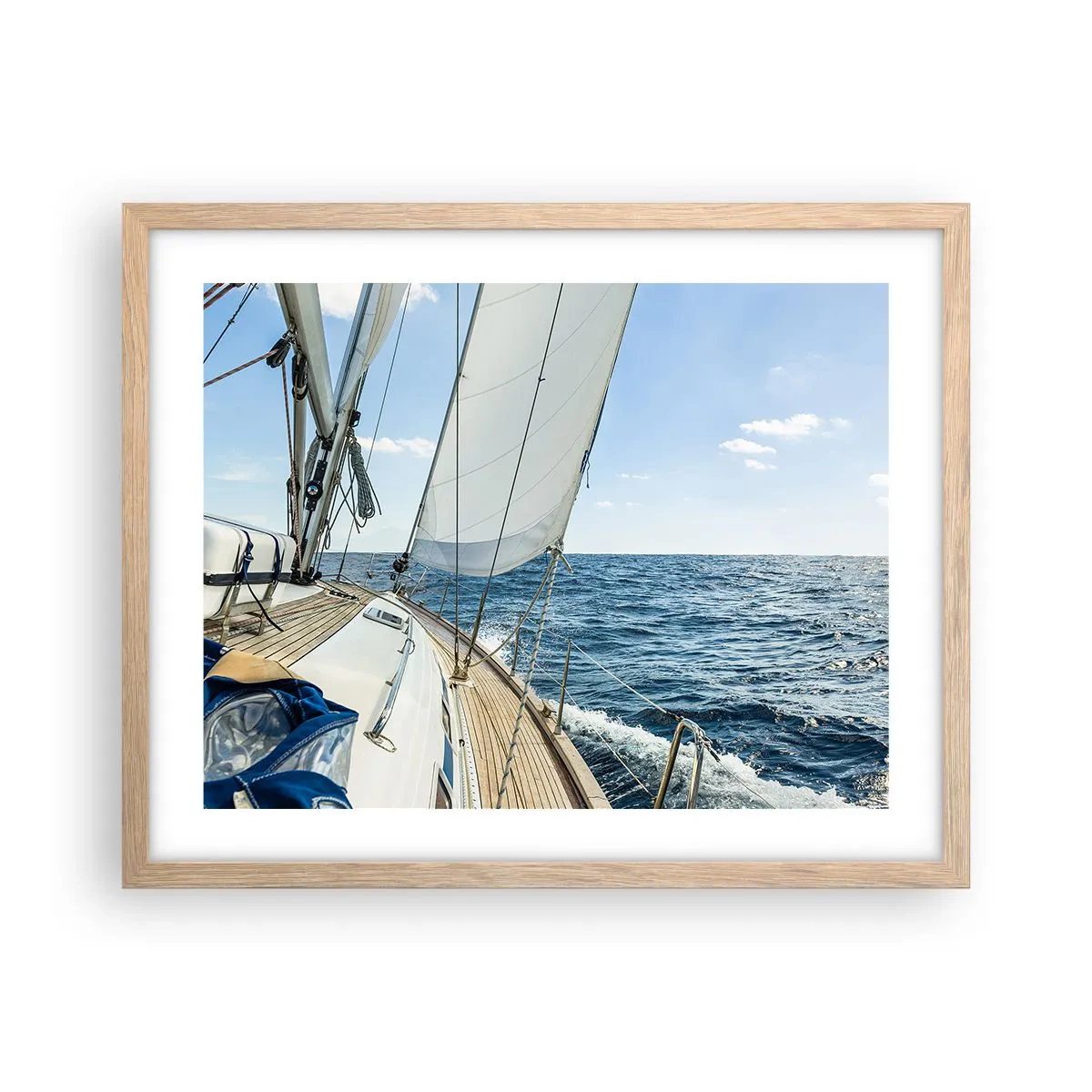 Pôster com moldura de carvalho claro - Ahoy, aventura - 50x40 cm