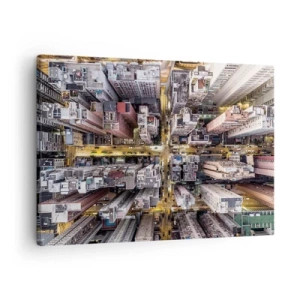 Quadro em tela - Uma vista aérea de uma cidade cheia de arranha-céus - 70x50cm - Saudações de Hong Kong - Decoração de parede moderna para a sala de estar e quarto ARTTOR