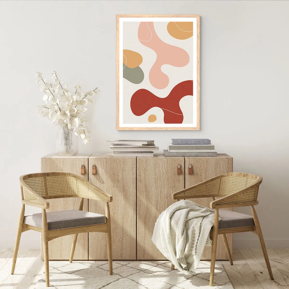 Pôster com moldura de carvalho claro - Ziguezagues ornamentais - 61x91 cm