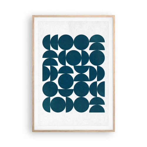 Pôster com moldura de carvalho claro - Círculos e semicírculos - 70x100 cm