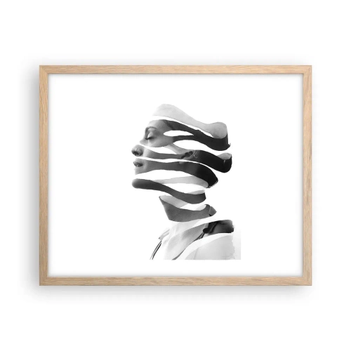 Pôster com moldura de carvalho claro - Retrato surrealista - 50x40 cm