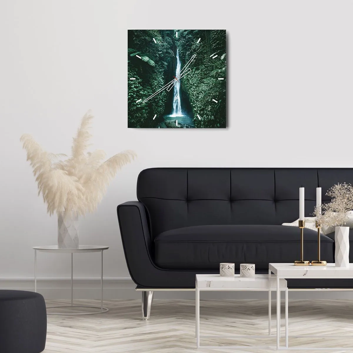 Relógio de parede - Relógio em vidro - Primavera tropical - 30x30 cm