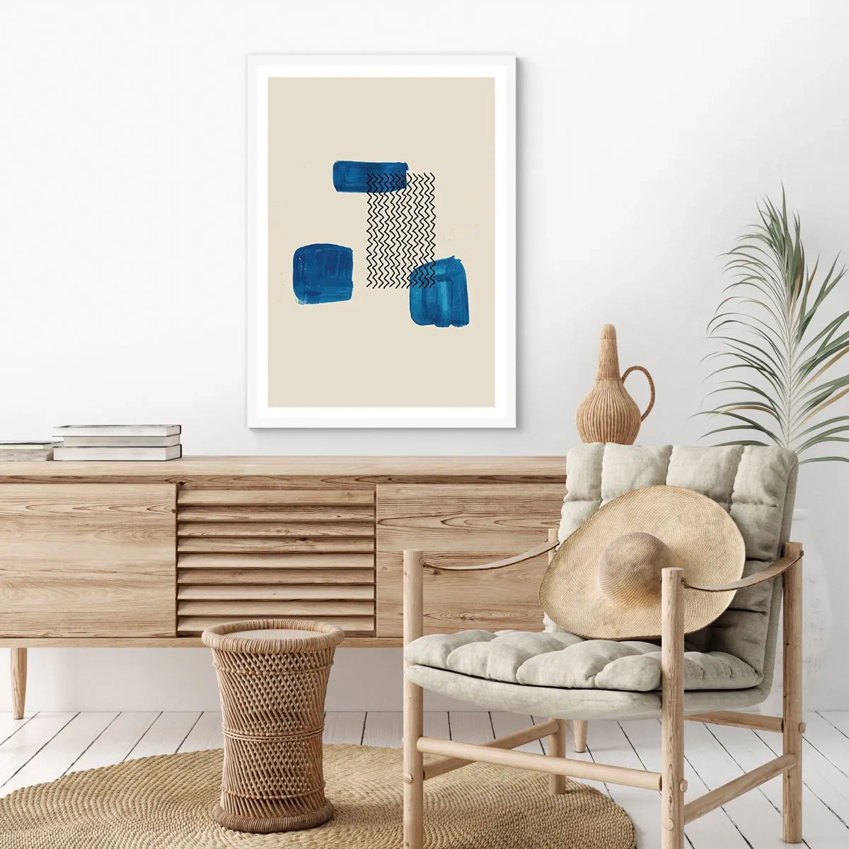 Pôster em moldura branca - Quarteto abstrato - 40x50 cm