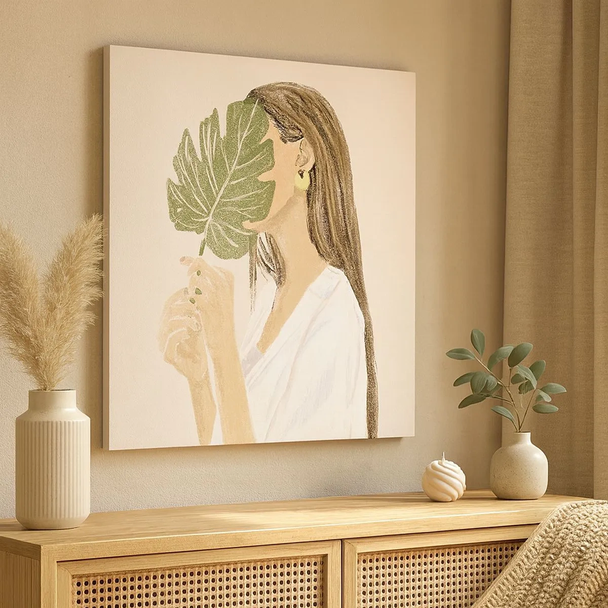 Quadro em tela - Retrato misterioso com uma adepta - 30x30 cm