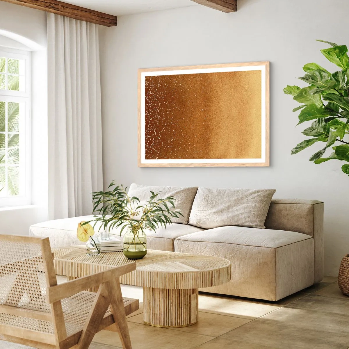 Pôster com moldura de carvalho claro - O nascimento da luz - 70x50 cm