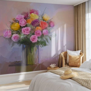 Papel de Parede Autocolante Deluxe Sticker - Beleza retida - Vaso com Flores, Buquê de flores, Pedaço - 100x70 cm